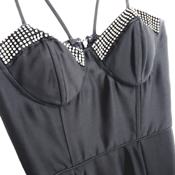 NWT Jill Jill Stuart Black Rhinestone Hi Lo Ruffle Formal Evening Dress Size 8 - Picture 3 of 3